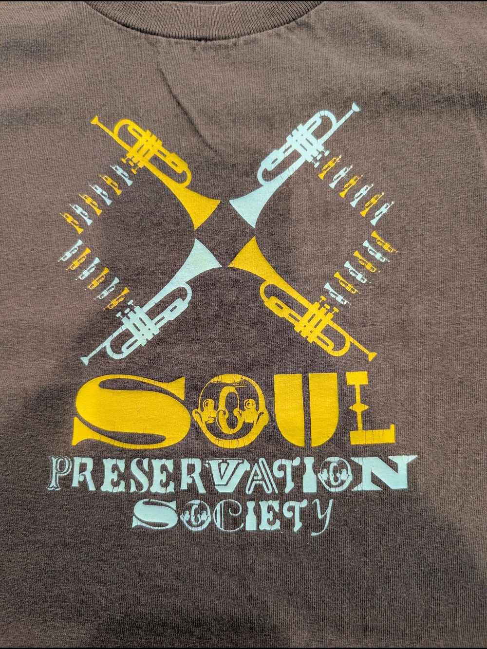 Soul Preservation Society Umbiquity Records Graphic Tee - Yellow & Light Blue Lg